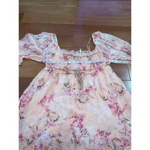 NWOT Free People Mini Dress Womens Peach Floral Ruffle Puff Sleeve M thumbnail 6