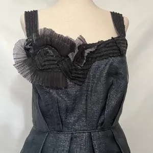 BCBGMaxAzria Runway Y2K Bubble Skirt Dress Sz 4 Goth HOCO Glam Metallic Coquette thumbnail 6