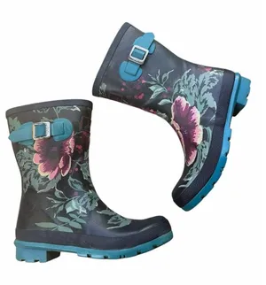 Joules Womens Molly Welly Rainboots Blue Floral Pattern Pink Floral Rain Boots 7 thumbnail 1