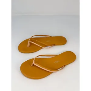TKKES Womens Sandals Brown Leather Flip Flop Thong Slip On Slides Casual US 6 thumbnail 4