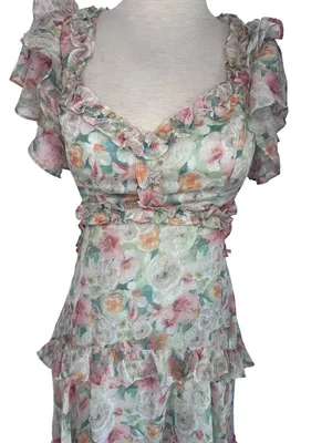 ASTR the Label Mable Dress in Light Green Floral Small New Womens Long Maxi thumbnail 6
