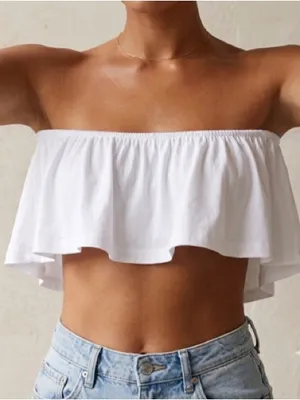 ASOS White Ruffle‎ Tube Top - Size US 4 thumbnail 1