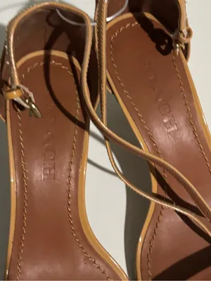 Coach Patent Leather Tan Ankle-Strap Heels thumbnail 4