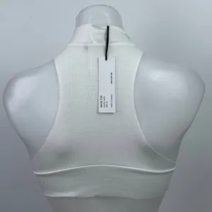 NEW Avila BY DN Naya Ivory White High Neck Racerback Ribbed Crop Top Size XS thumbnail 3
