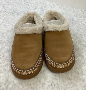 Zodiac Latte Suede Faux Fur Lined Slippers Mules Tan H8094L1201‎ Womens 7 M NEW thumbnail 1