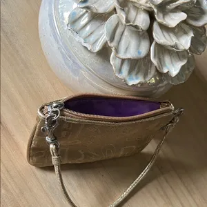 Coach Poppy 44070 Gold/Silver Duotoned Canvas Wristlet Bag thumbnail 5