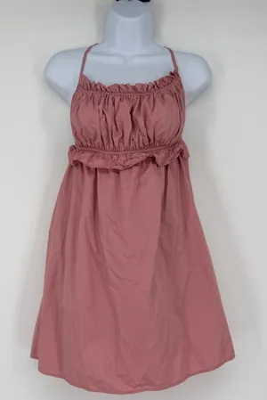 Lulus Pink Mini‎ Sundress Size L Ruffle Tie Back Strappy Beach Babydoll Dress thumbnail 1