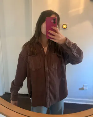 Aerie Chocolate Brown Button Down thumbnail 1