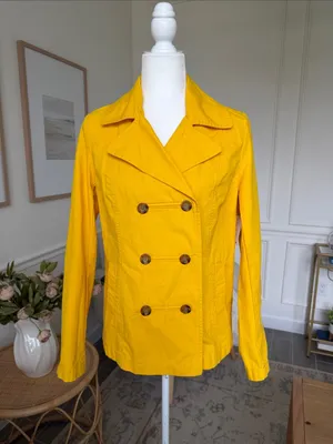 NWT 2012 Old Navy Yellow Cotton Peacoat Jacket Early 2010s Twee S thumbnail 3