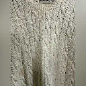 VTG Cotton Traders Women’s Cotton Oversized Cream Cable Knit Crew Sweater Sz L thumbnail 2