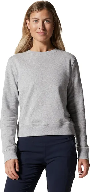 Mountain Hardwear Organic Cotton Logo Crew Sweatshirt Heather Gray Pullover Top thumbnail 1
