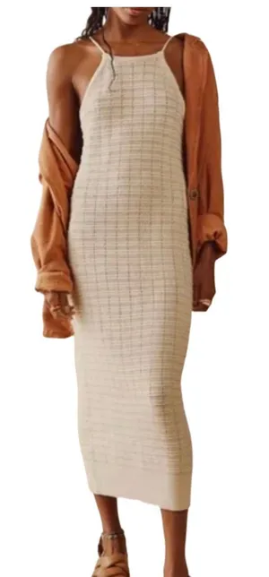 NWT Free People Beach Mallorca tan knit dress xs thumbnail 1