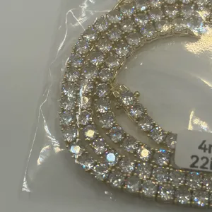 4mm VVS1 Moissanite Tennis Chain Necklace Real Gold - Men Women 22 Inch No Pass thumbnail 4