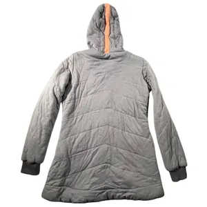 VTG Free People Quilted Hoodie Girl 12 Gray Colorblock Chevron Thermal Lined Zip thumbnail 2
