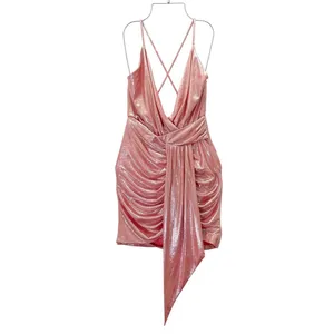 House of CB Ciara Dress Medium Pink Metallic Ruched Bodycon Mini Party Cocktail thumbnail 2