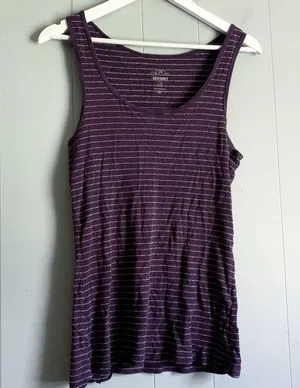 Old Navy Vintage Purple & Gold Striped Tank L thumbnail 1