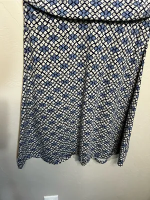 Patagonia Margot Blue White Geometric Jersey Knit V-Neck Sleeveless Dress thumbnail 7