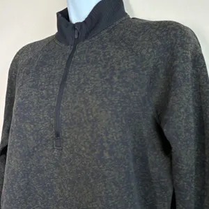 Lululemon Green Black Rest Less Half Zip Pullover Mock Shirt Top Sz Med 6/8‎ thumbnail 2