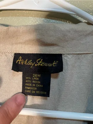Ashley Stewart Women's Plus Size 26W Button‎ Down Top Beige Pockets Linen Blend thumbnail 9