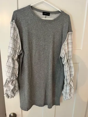 Sweatshirt Dress with Puff Sleeves thumbnail 1
