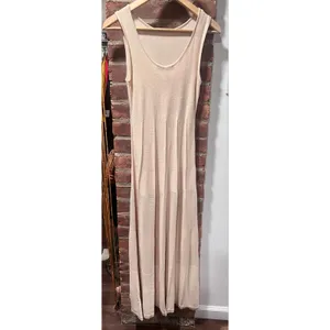 Zara NWT Sleeveless Knit Pleated Panel Maxi Dress Beige Small thumbnail 6