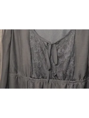 As You Wish Size L Black Sheer Chiffon Lace Tie Front Babydoll Dress Romantic Goth thumbnail 5
