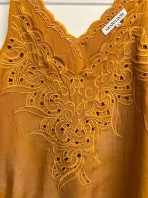 Heartloom Golden Embroidered Babydoll Swing top Mustard Cami thumbnail 2