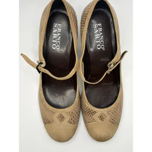 Franco Sarto Womens Mary Jane Pumps Tan Suede Snakeskin Embossed Heel Size 7M thumbnail 3