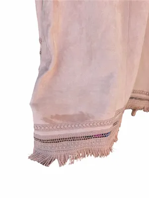 Zara Faux Suede Fringe Jacket Women M Blush Pink Open Front Boho Festival thumbnail 10