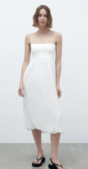 Zara NWT White Combination MIDI DRESS. Size Large. thumbnail 11