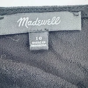 Madewell Top 10 Black Button Short Sleeve Ruffle Neutral Basic‎ Whimsigoth thumbnail 6