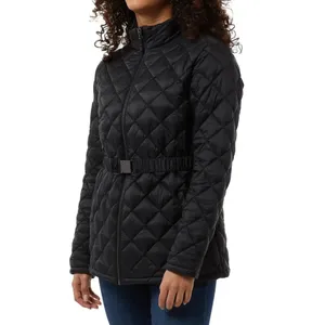 NEW 32 Degrees Women’s Diamond Quilt Belted Puffer Mock Neck Black Jacket Size L thumbnail 5