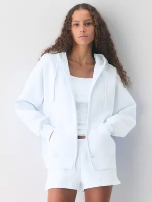 Aritzia Tna Cozy Boyfriend Fleece Oversized Sweatshirt in Light Blue thumbnail 1