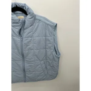 Thread & Supply Womens Quilted Puffer Vest Dusty Blue Sz L Casual Chic Soft Girl thumbnail 4