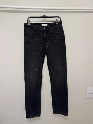 ZARA Rhinestone Jeans Black thumbnail 2