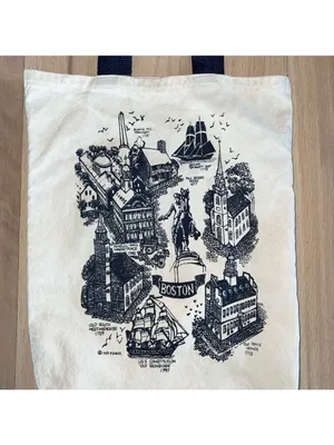 Vintage Boston Massachusetts Travel Tote Bag thumbnail 2