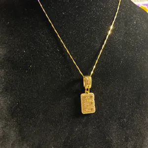 Sparkling Gold tone Initial "E" Square Pendant Necklace thumbnail 4