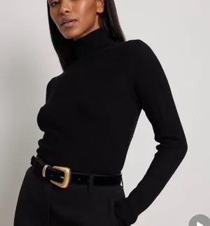 NA-KD Black Ribbed Sweater thumbnail 1
