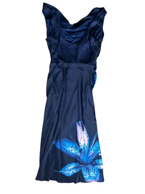 Abercrombie & Fitch Women’s Cowl Neck Draped Maxi Dress Dark Indigo Floral thumbnail 7