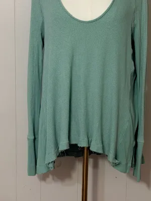 We The Free Free People Malibu Thermal Top Green Size M thumbnail 4