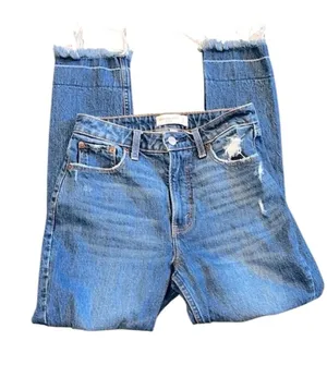 Abercrombie & Fitch the skinny high rise distressed Frayed Hem Jeans size 0/25 thumbnail 1