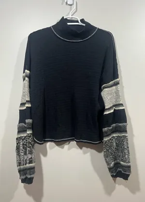 Free People Black Northern Lights Mock Neck Top Size Small thumbnail 1