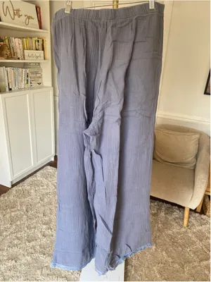 Misslook Wide Leg Cotton Gauze Pants Coastal Boho Beach Y2K Lagenlook Relaxed XL thumbnail 3