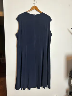 Wisp Woman Navy Blue Office Professional Casual Wedding Guest Keyhole Dress thumbnail 7