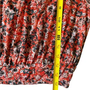 Free People All Dolled Up Top Red Combo Open Back Sheer Tie Cuffs Size Medium thumbnail 13
