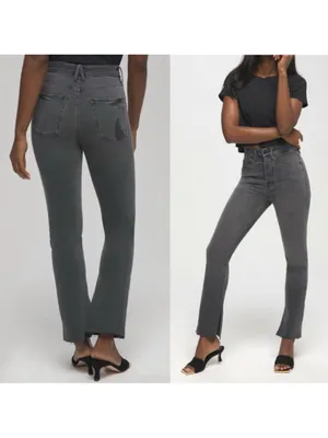 Good American Good Boy High Waist Skinny Jeans Womens Size 2/26 Raw Hem‎ Stretch thumbnail 2