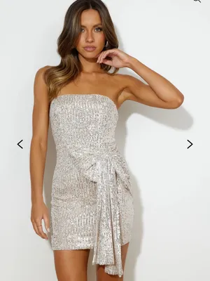 Hello Molly She’s The Gift Sequin Mini Dress Beige Party Going Out thumbnail 2