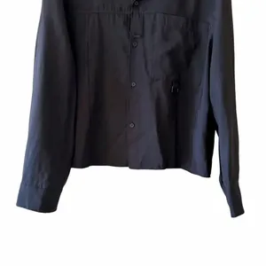 Zara Button Down Boxy Plain Black Long Sleeves Button Down Blouse SZ L #2574 thumbnail 3