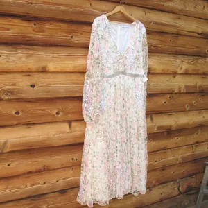 Mac Duggal 93788 Floral Beaded Sequin Midi Dress White Multi Size 16 thumbnail 5
