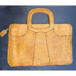 Vintage‎ Genuine Leather Tan Rustic Distressed Workwear Satchel Briefcase Bag thumbnail 6